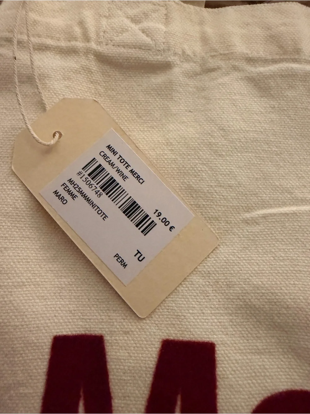 Canvas Tote Bag with Burgundy 